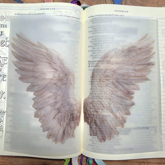 Angel feather wings Bible Tip-In Vellum Sheets set of 2 | Christian Bible Journaling Insert | Scripture Study Tool | Faith Planner Supply